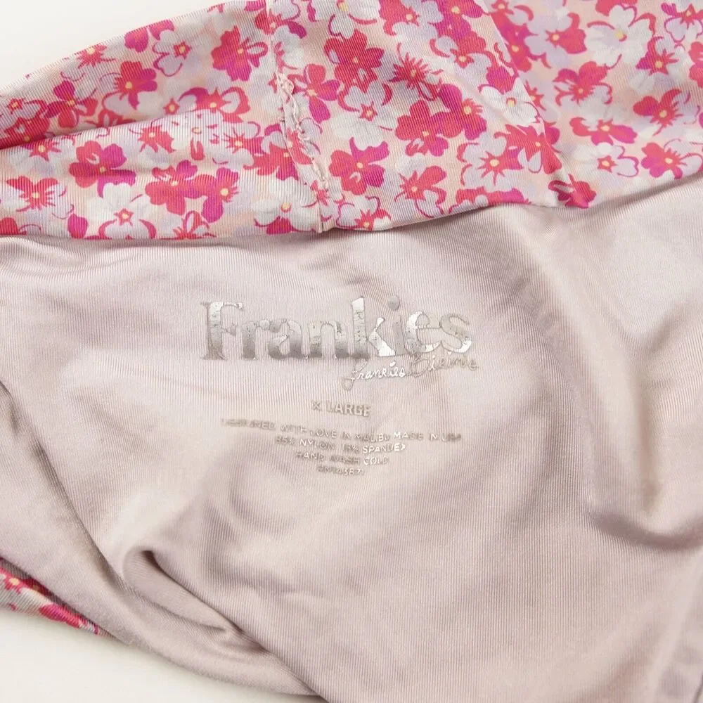 Frankie's Bikinis Nick Cheeky Delia Pink Floral Print Swim Bottoms Womens Sz XL